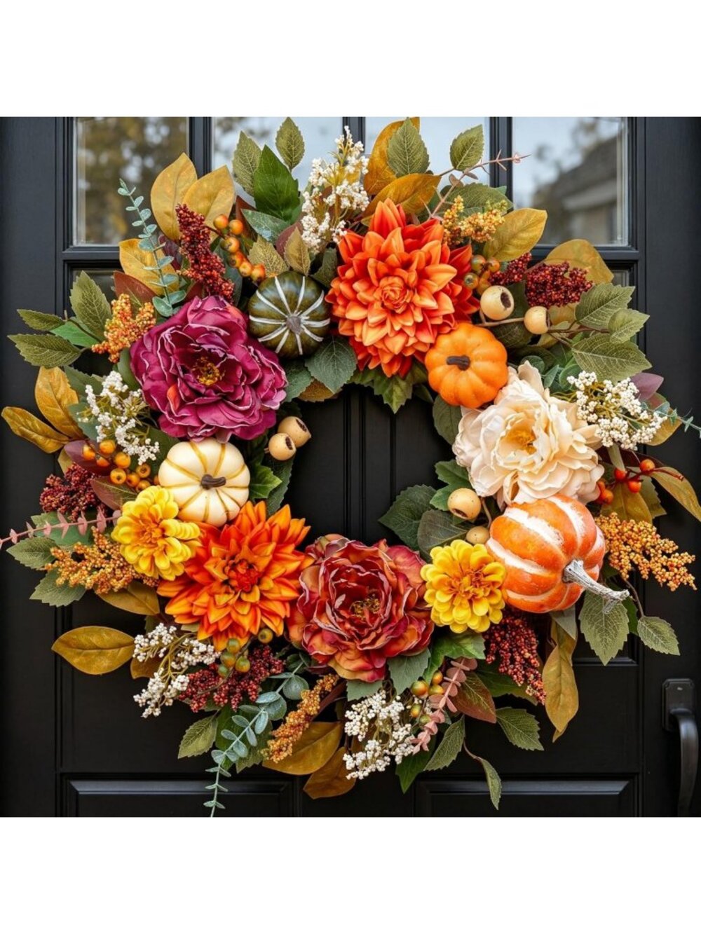24-Inch Rustic Autumn Wreath for Front Door - Fall Decor, Harvest Style